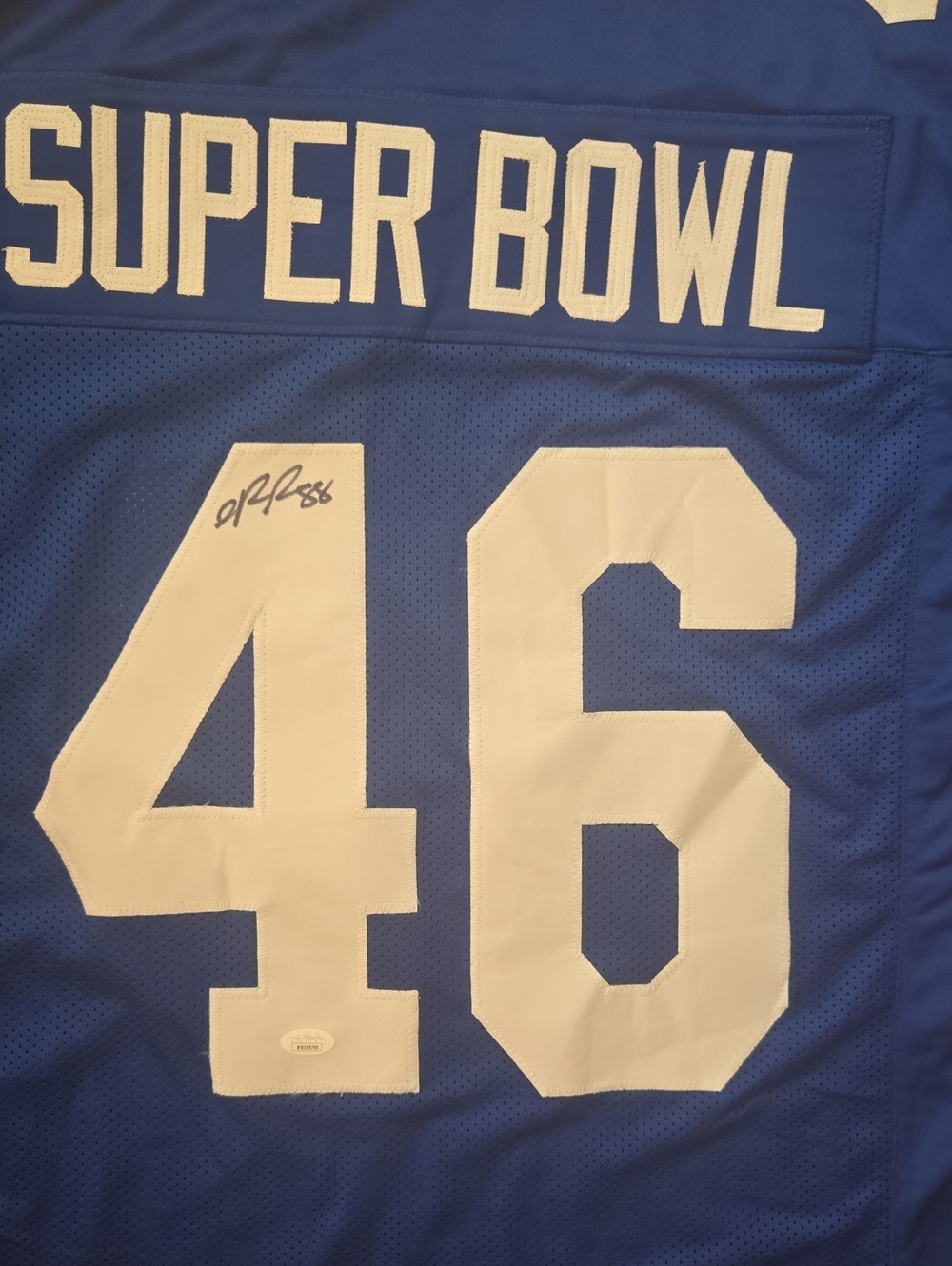 New York Giants #88 Hakeem Nicks Autograph 2012 Super Bowl 46 Jersey. Men's XL - Picture 3 of 10